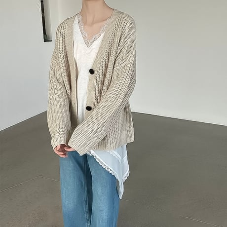chunky knit vneck cardigan /3color　NK2191