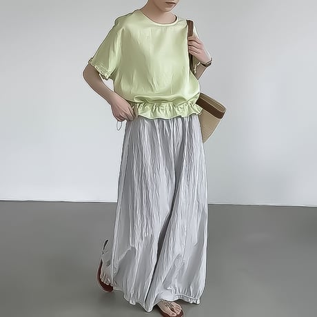 frill hem drawstring blouse /3color　NK2378