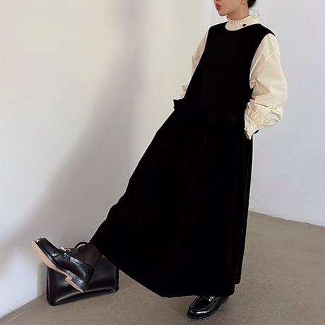 sleeveless velvet vest dress　NK1781