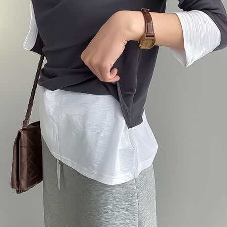 layered look cowl neck top /3color　NK2324