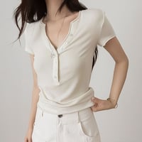 henley neck short sleeve t-shirt /3color　NK2364
