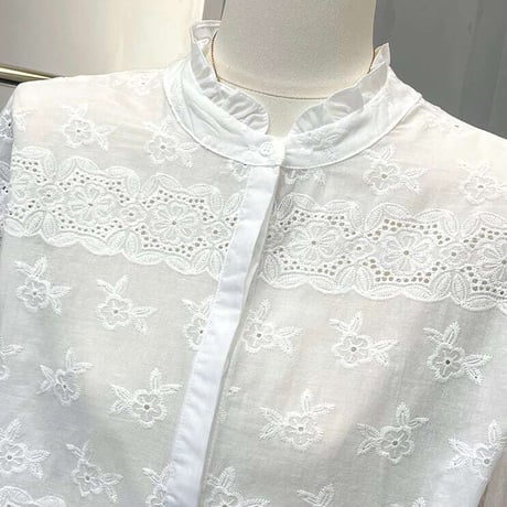 lace stand collar blouse　NK1079
