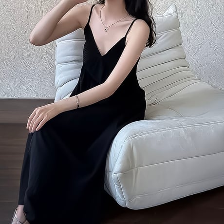 v-neck bust detail cami dress /2color　NK2264