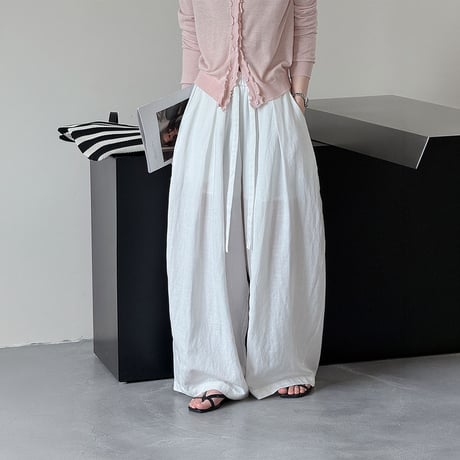 relaxed wide linen pants /2color　NK2224