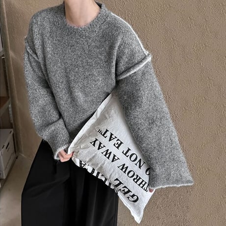 drop shoulder piping knit /4color　NK1696