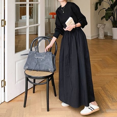pullover docking flare long dress　NK1944