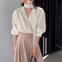 scarf-neck sheer blouse /2color　NK2321