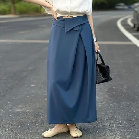 asymmetric waist drape skirt /2color　NK1947