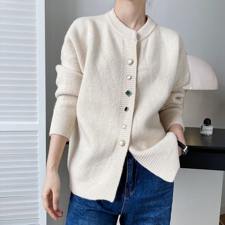 random bijoux button cardigan /4color　NK1985
