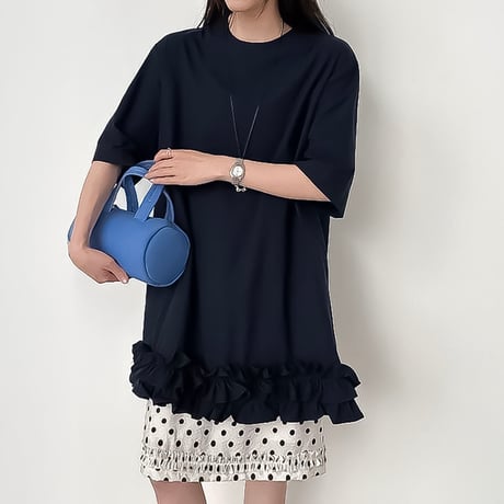 ruffle hem relaxed cotton tunic /2color　NK2246