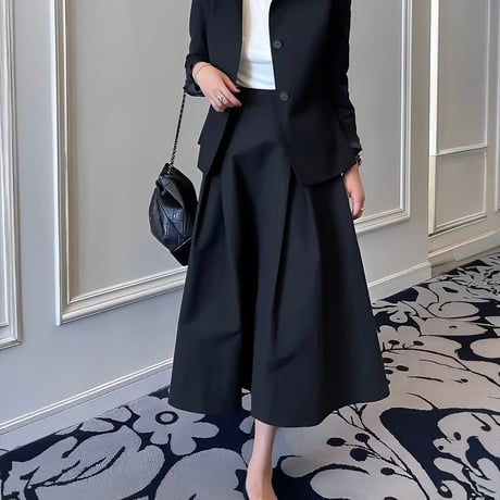 tuck flare long skirt /3color　NK2154