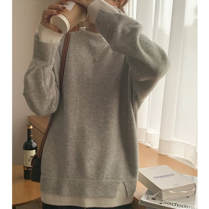 layered knit tops /2color NK1588 | HiLo＆HiLo