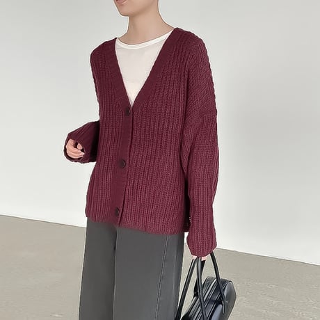 chunky knit vneck cardigan /3color　NK2191