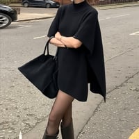 high neck poncho knit tunic /2color　NK2126