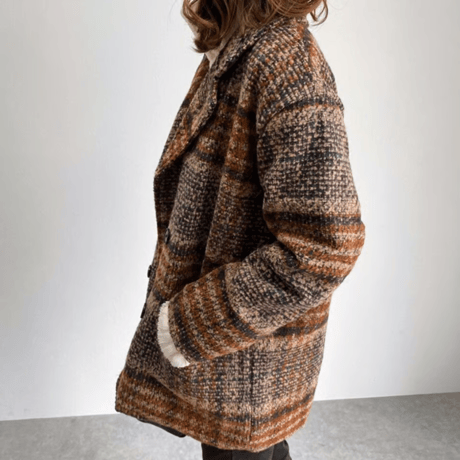 tweed plaid middle coat /2color　NK1706