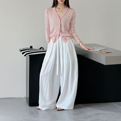 relaxed wide linen pants /2color　NK2224
