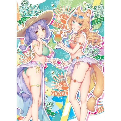 ネコぱら B2タペストリー（メイプル&シナモン／水着）Wスエード【カーテン魂】