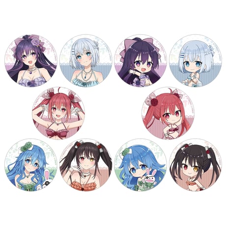 デート・ア・ライブV トレーディング缶バッジ（水着ドレス/全10種） 1BOX入数：10【カーテン魂】