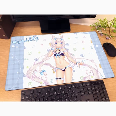 ネコぱら ラバーマット（バニラ/メイド水着）【カーテン魂】