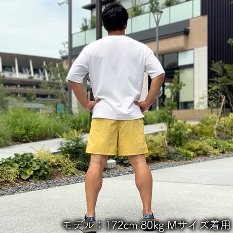 ハーフパンツ＜I'm IMANAMI Class＞ イエロー×黒文字 水陸両用 2way ナイロンショーツ