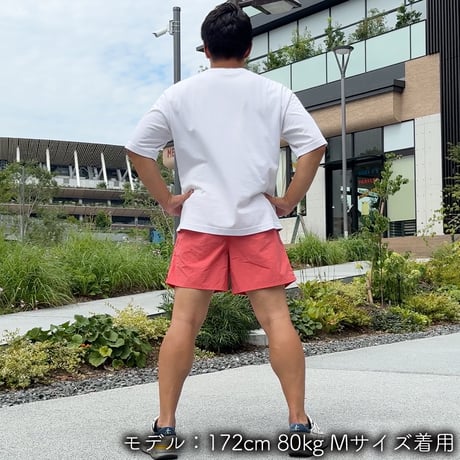 ハーフパンツ＜I'm IMANAMI Class＞ コーラル×白文字 水陸両用 2way ナイロンショーツ