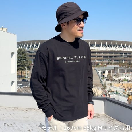 ＜BIENNIAL PLAYER（隔年選手）ロンT＞ブラック×白文字