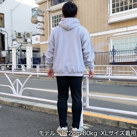 ＜IKIMASYO（いきましょう）パーカー＞グレー×黒文字（裏起毛）
