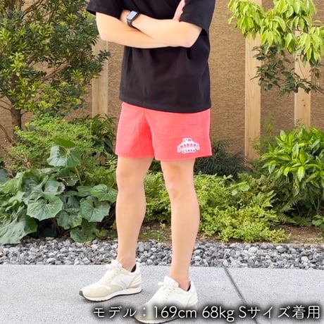 ハーフパンツ＜I'm IMANAMI Class＞ コーラル×ワッペン（レッド）