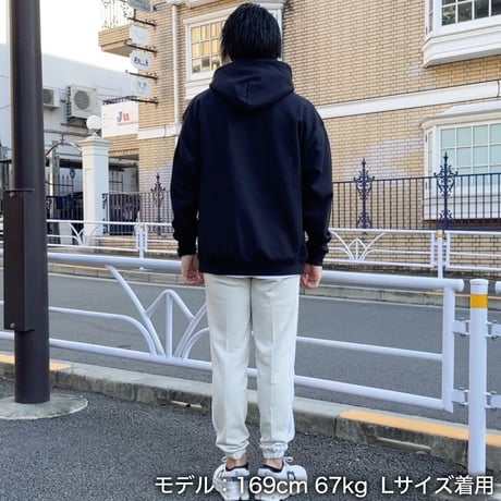 ＜IKIMASYO（いきましょう）パーカー＞ブラック×白文字（裏起毛）
