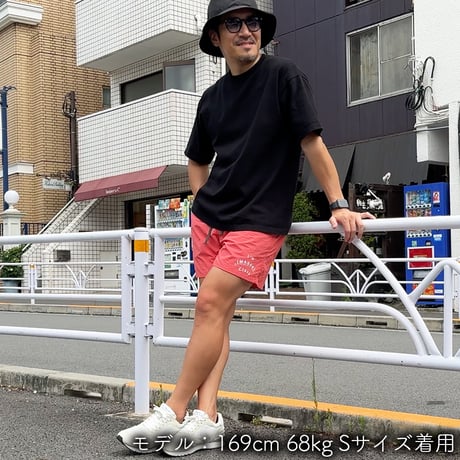 ハーフパンツ＜I'm IMANAMI Class＞ コーラル×白文字 水陸両用 2way ナイロンショーツ