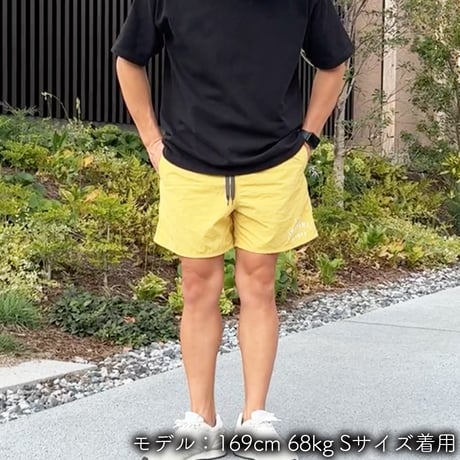 ハーフパンツ＜I'm IMANAMI Class＞ イエロー×白文字 水陸両用 2way ナイロンショーツ