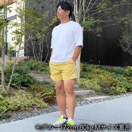 ハーフパンツ＜I'm IMANAMI Class＞ イエロー×白文字 水陸両用 2way ナイロンショーツ