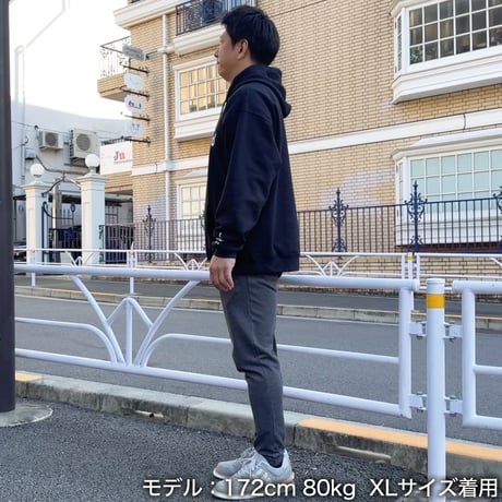 ＜IKIMASYO（いきましょう）パーカー＞ブラック×白文字（裏起毛）
