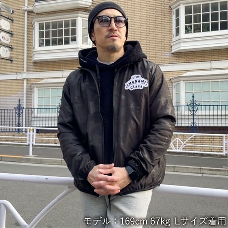 ナイロンジャケット＜I'm IMANAMI Class＞カモ柄×ワッペン（ホワイト×黒文字）