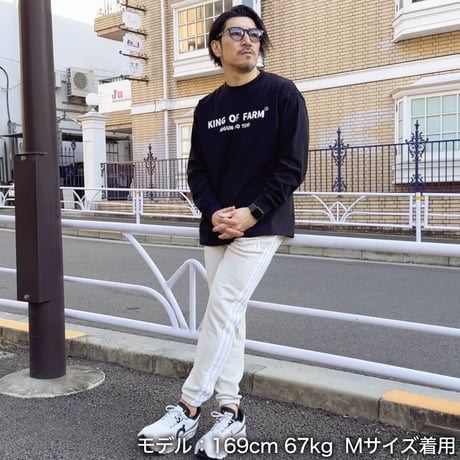 ＜KING OF FARM（二軍の帝王）ロンT＞ブラック×白文字 ビッグシルエット