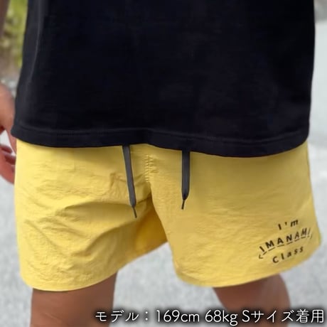ハーフパンツ＜I'm IMANAMI Class＞ イエロー×黒文字 水陸両用 2way ナイロンショーツ