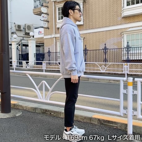 ＜IKIMASYO（いきましょう）パーカー＞グレー×黒文字（裏起毛）