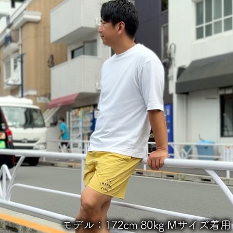 ハーフパンツ＜I'm IMANAMI Class＞ イエロー×黒文字 水陸両用 2way ナイロンショーツ