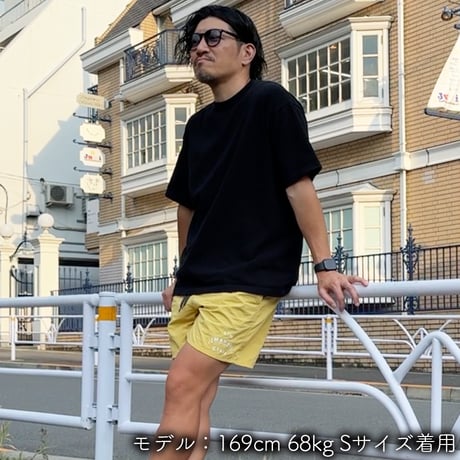 ハーフパンツ＜I'm IMANAMI Class＞ イエロー×白文字 水陸両用 2way ナイロンショーツ