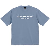 ビッグシルエットTシャツ＜KING OF FARM（二軍の帝王）＞ブルー×白文字