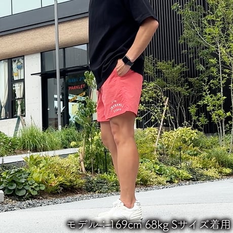 ハーフパンツ＜I'm IMANAMI Class＞ コーラル×白文字 水陸両用 2way ナイロンショーツ