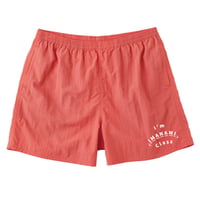 ハーフパンツ＜I'm IMANAMI Class＞ コーラル×白文字 水陸両用 2way ナイロンショーツ