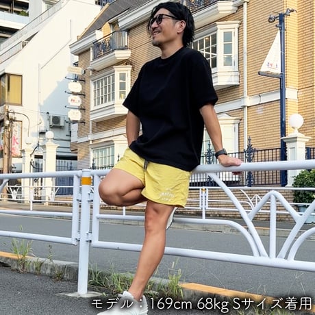 ハーフパンツ＜I'm IMANAMI Class＞ イエロー×白文字 水陸両用 2way ナイロンショーツ