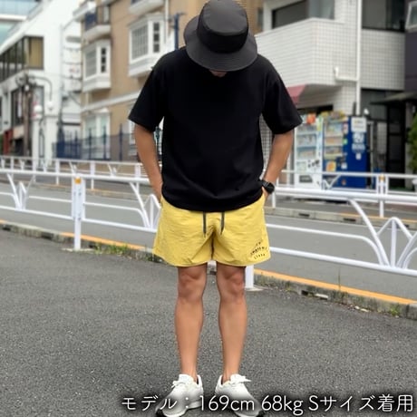 ハーフパンツ＜I'm IMANAMI Class＞ イエロー×黒文字 水陸両用 2way ナイロンショーツ