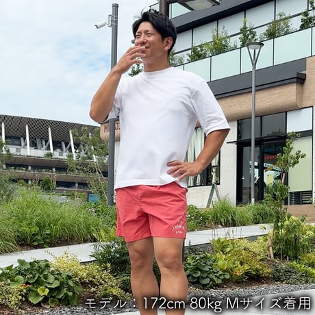 ハーフパンツ＜I'm IMANAMI Class＞ コーラル×白文字 水陸両用 2way ナイロンショーツ