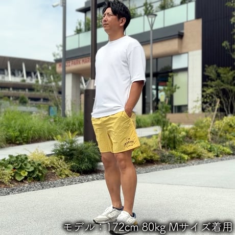 ハーフパンツ＜I'm IMANAMI Class＞ イエロー×黒文字 水陸両用 2way ナイロンショーツ