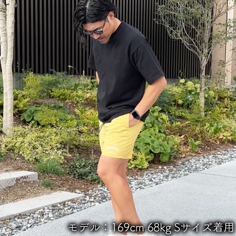 ハーフパンツ＜I'm IMANAMI Class＞ イエロー×白文字 水陸両用 2way ナイロンショーツ