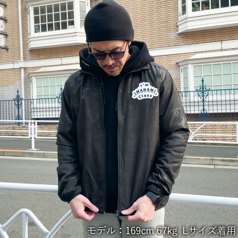 ナイロンジャケット＜I'm IMANAMI Class＞カモ柄×ワッペン（ホワイト