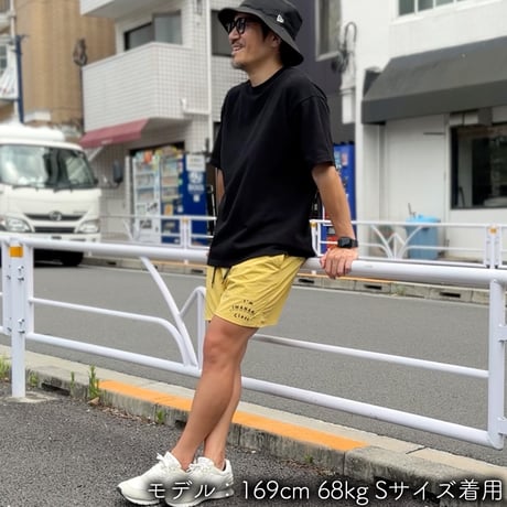 ハーフパンツ＜I'm IMANAMI Class＞ イエロー×黒文字 水陸両用 2way ナイロンショーツ