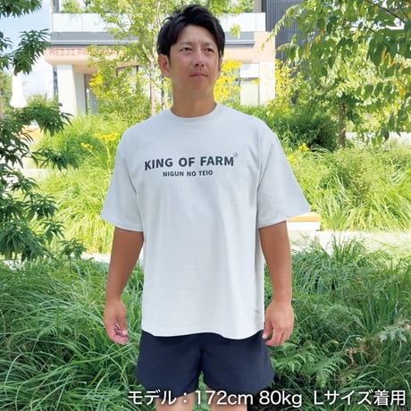 ビッグシルエットTシャツ＜KING OF FARM（二軍の帝王）＞グレー×黒文字